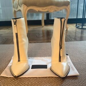 Alexander Wang White Zippered Ankle Boots